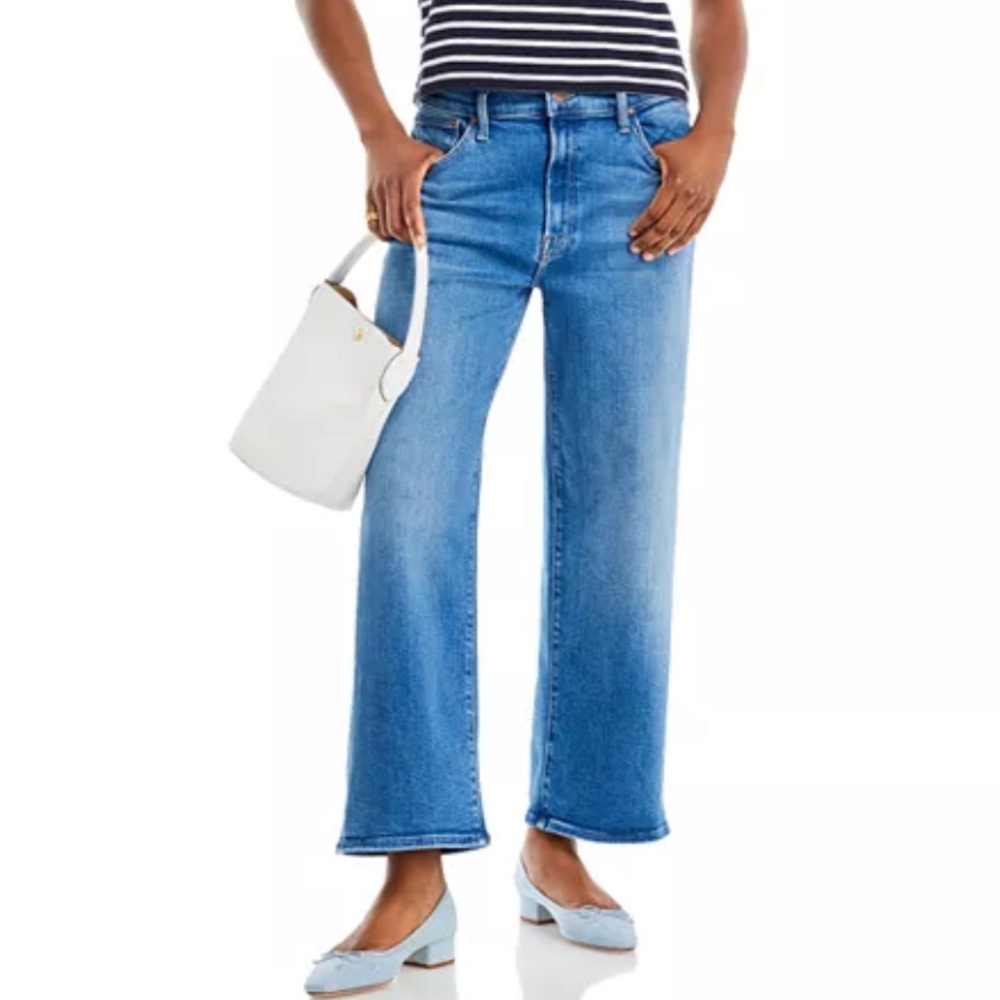 MOTHER The Dodger High Rise Ankle Wide Leg Jeans in Work Hard Play Hard Wash